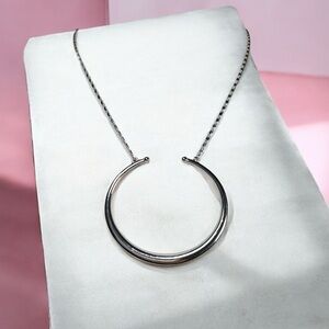 Elegant Silver Crescent Necklace
